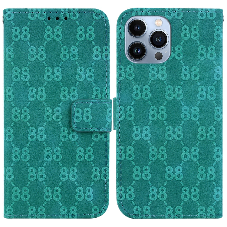 For iPhone 15 Pro Double 8-shaped Embossed Leather Phone Case(Green) - HoMEdemic™ 