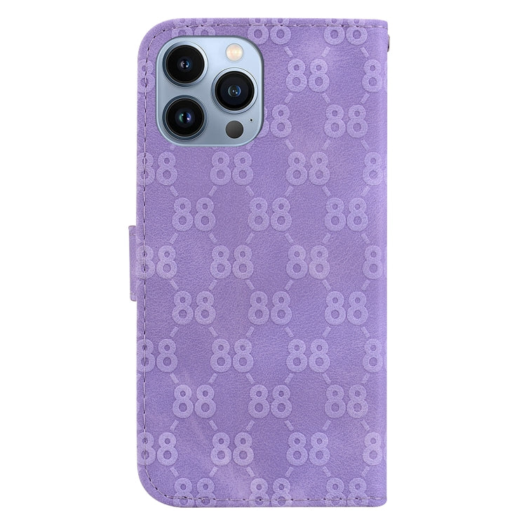 For iPhone 15 Pro Double 8-shaped Embossed Leather Phone Case(Purple) - HoMEdemic™ 