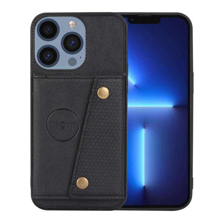 For iPhone 15 Pro Double Buckle Card Slots PU + TPU Phone Case(Black) - HoMEdemic™ 