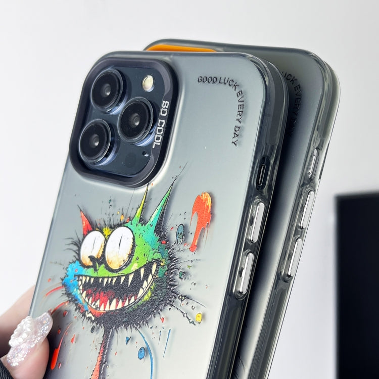 For iPhone 15 Pro Double Layer Color Silver Series Animal Oil Painting Phone Case(Robot) - HoMEdemic™ 