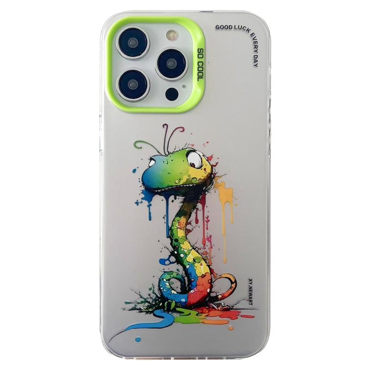 For iPhone 15 Pro Double Layer Color Silver Series Animal Oil Painting Phone Case(Zodiac Snake) - HoMEdemic™ 
