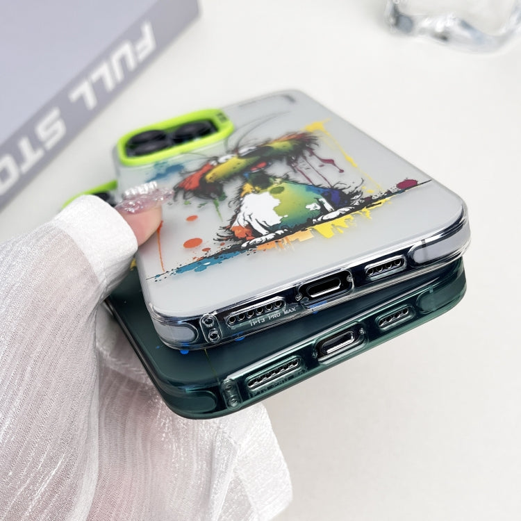 For iPhone 15 Pro Double Layer Color Silver Series Animal Oil Painting Phone Case(Zodiac Snake) - HoMEdemic™ 