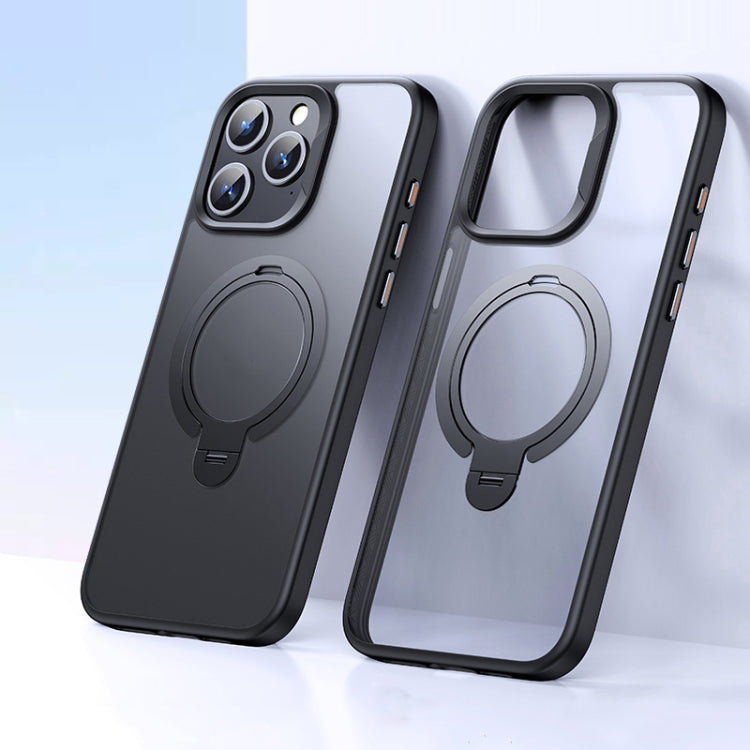 For iPhone 15 Pro Double Ring MagSafe Magnetic Holder Phone Case(Matte Black) - HoMEdemic™ 