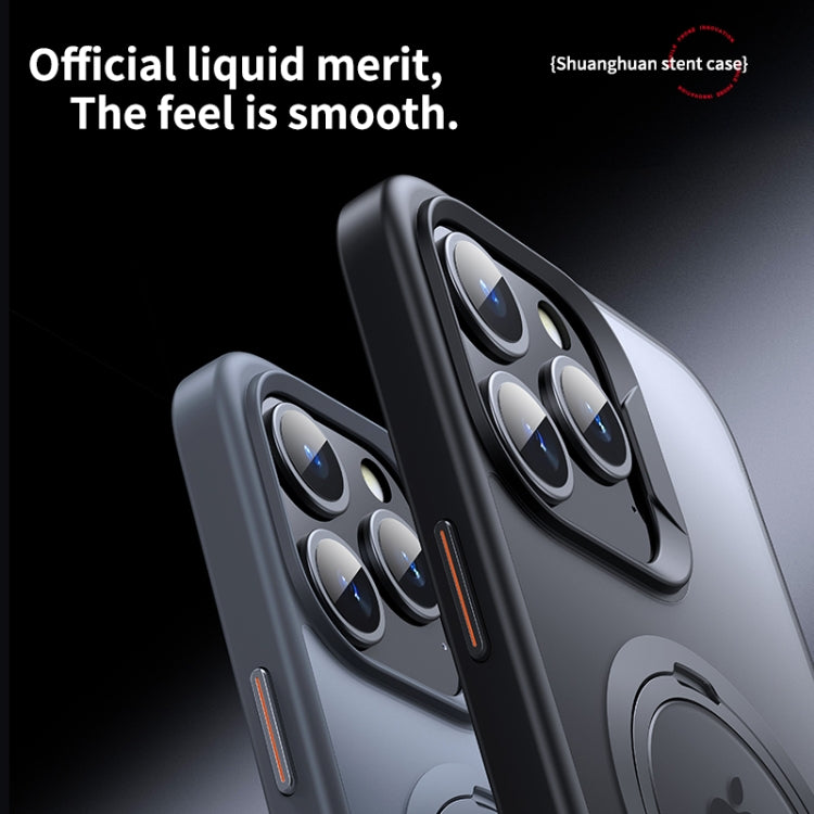 For iPhone 15 Pro Double Ring MagSafe Magnetic Holder Phone Case(Matte Black) - HoMEdemic™ 