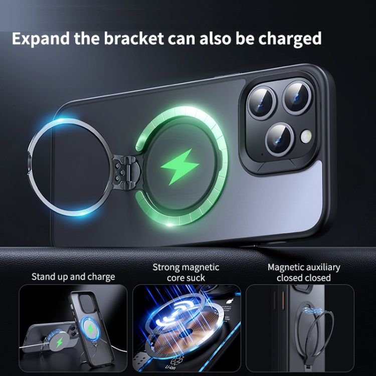 For iPhone 15 Pro Double Ring MagSafe Magnetic Holder Phone Case(Matte Blue) - HoMEdemic™ 