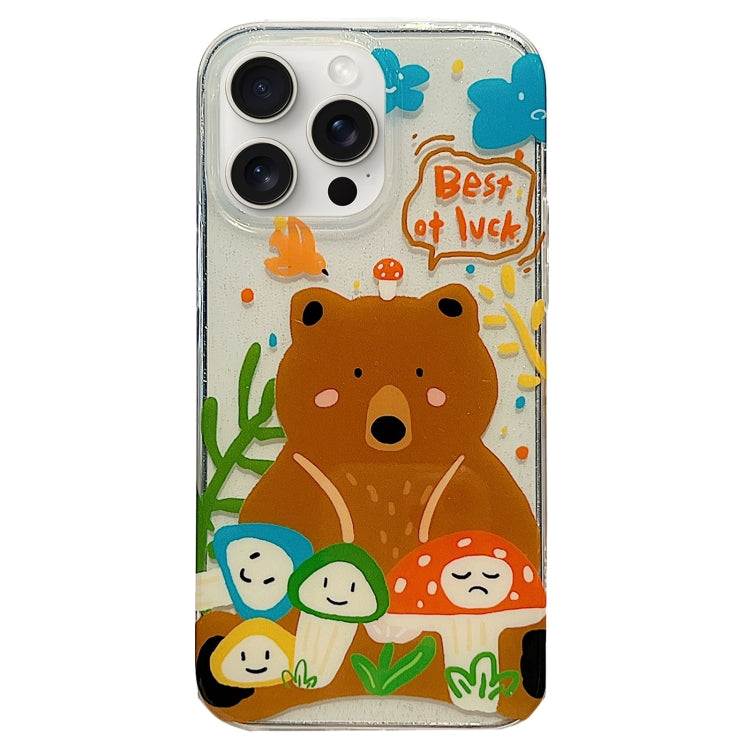 For iPhone 15 Pro Double Sided IMD Full Coverage TPU Phone Case(Brown Bear Smiley Face Crying Face) - HoMEdemic™ 