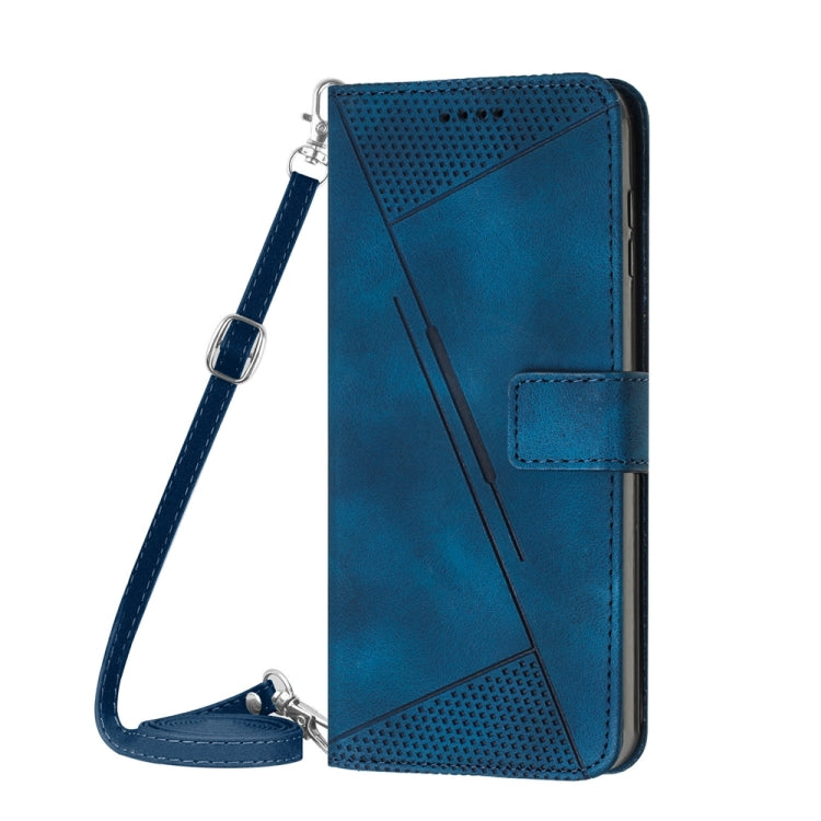 For iPhone 15 Pro Dream Triangle Leather Phone Case with Lanyard(Blue) - HoMEdemic™ 