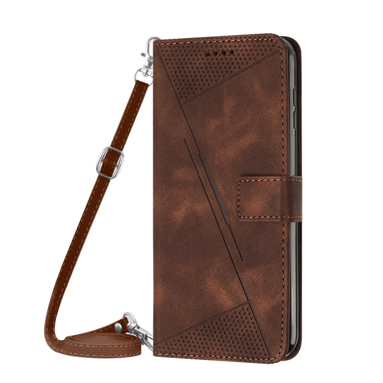 For iPhone 15 Pro Dream Triangle Leather Phone Case with Lanyard(Brown) - HoMEdemic™ 