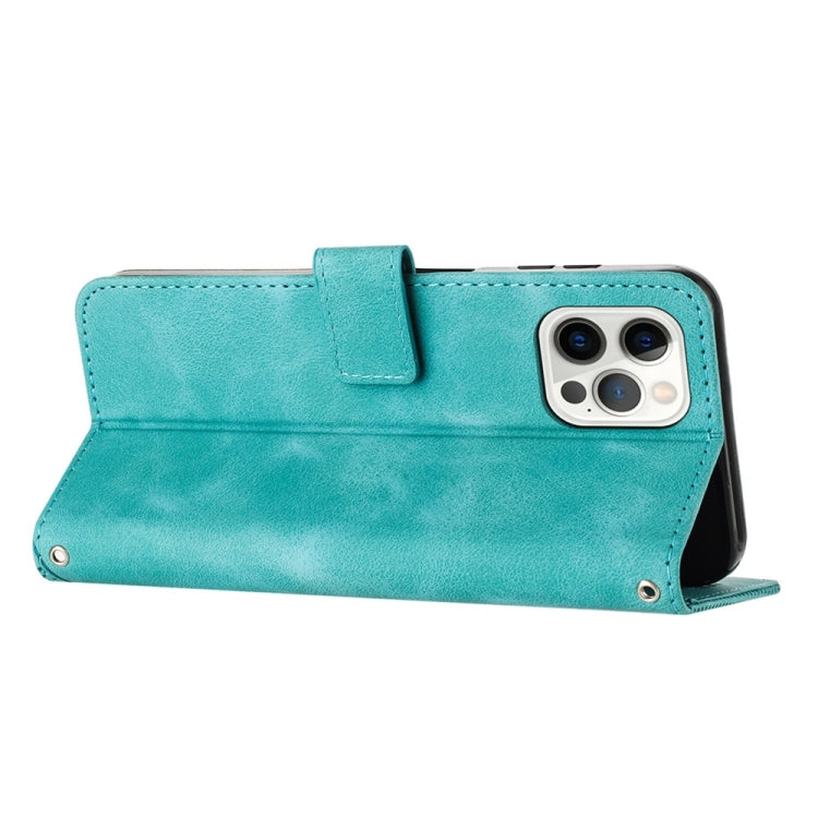 For iPhone 15 Pro Dream Triangle Leather Phone Case with Lanyard(Green) - HoMEdemic™ 