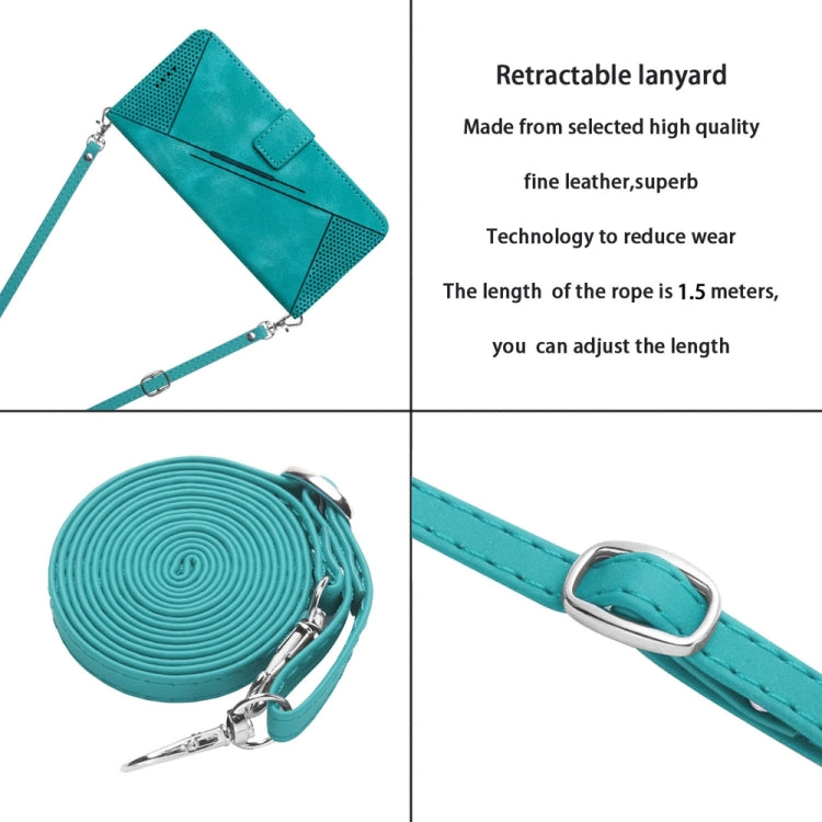 For iPhone 15 Pro Dream Triangle Leather Phone Case with Lanyard(Green) - HoMEdemic™ 