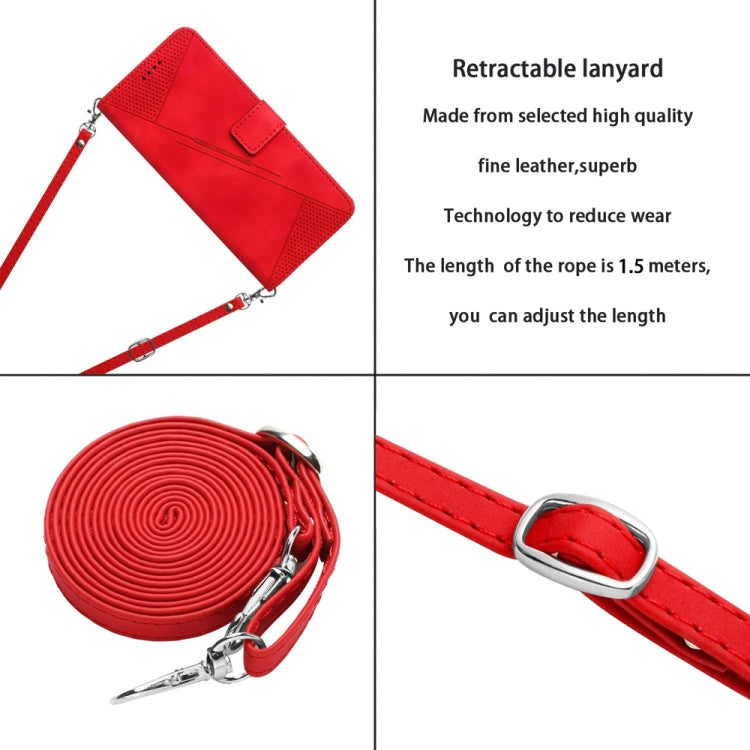 For iPhone 15 Pro Dream Triangle Leather Phone Case with Lanyard(Red) - HoMEdemic™ 