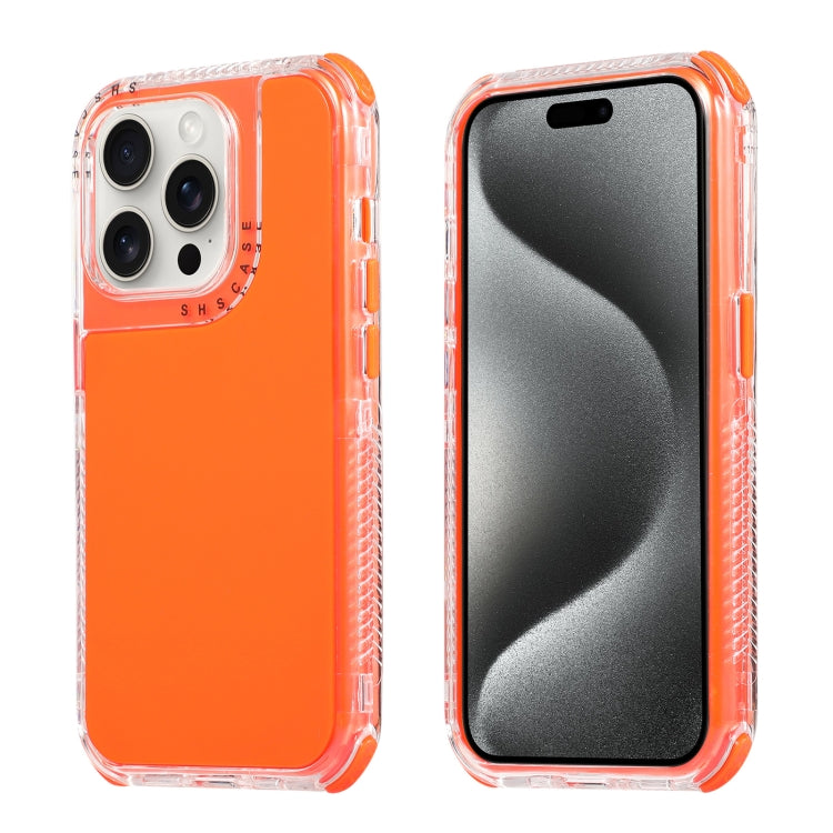 For iPhone 15 Pro Dreamland 3 in 1 Solid Color Transparent Frame PC + TPU Phone Case(Orange) - HoMEdemic™ 