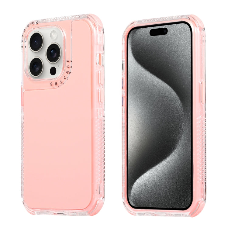For iPhone 15 Pro Dreamland 3 in 1 Solid Color Transparent Frame PC + TPU Phone Case(Pink) - HoMEdemic™ 