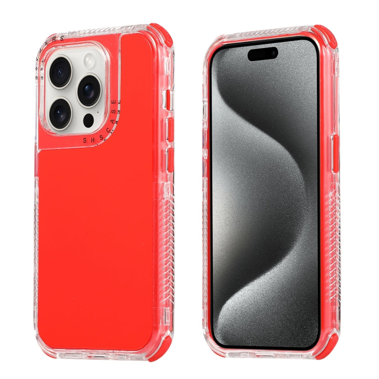 For iPhone 15 Pro Dreamland 3 in 1 Solid Color Transparent Frame PC + TPU Phone Case(Red) - HoMEdemic™ 