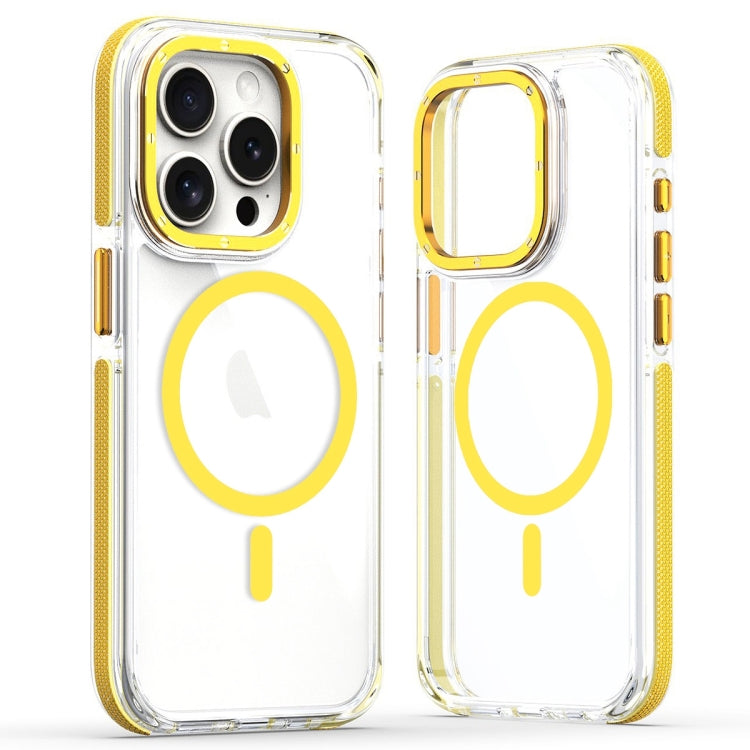 For iPhone 15 Pro Dual-Color Clear Acrylic Hybrid TPU MagSafe Phone Case(Yellow) - HoMEdemic™ 