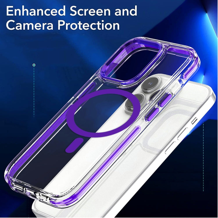 For iPhone 15 Pro Dual-color MagSafe TPU Hybrid Clear PC Shockproof Phone Case(Blue) - HoMEdemic™ 