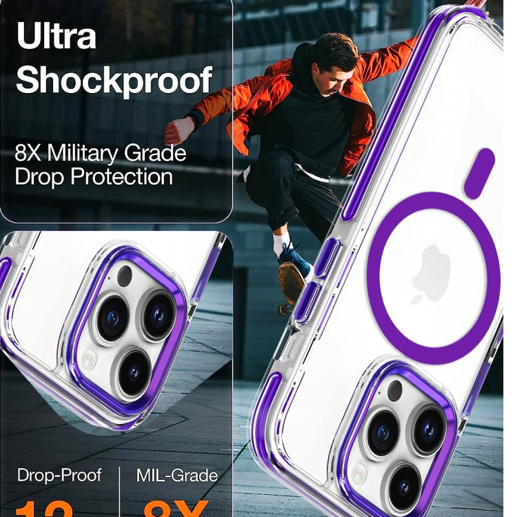 For iPhone 15 Pro Dual-color MagSafe TPU Hybrid Clear PC Shockproof Phone Case(Orange) - HoMEdemic™ 