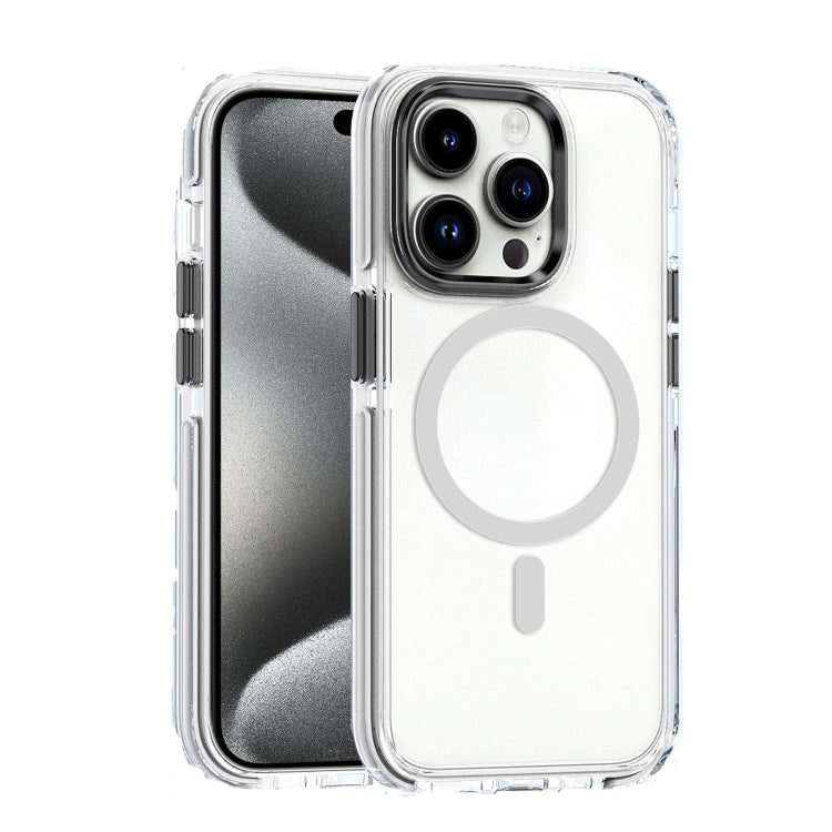 For iPhone 15 Pro Dual-color MagSafe TPU Hybrid Clear PC Shockproof Phone Case(White) - HoMEdemic™ 