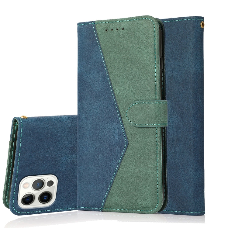 For iPhone 15 Pro Dual-color Stitching Leather Phone Case(Blue Green) - HoMEdemic™ 