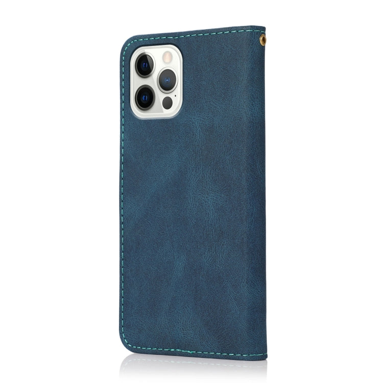 For iPhone 15 Pro Dual-color Stitching Leather Phone Case(Blue Green) - HoMEdemic™ 