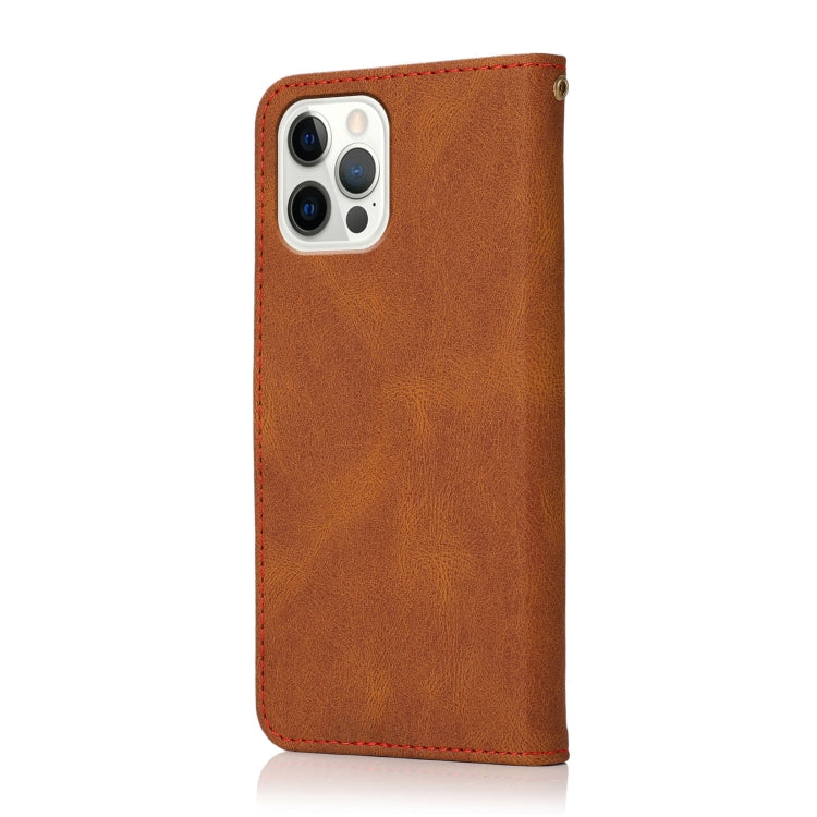 For iPhone 15 Pro Dual-color Stitching Leather Phone Case(Brown Red) - HoMEdemic™ 