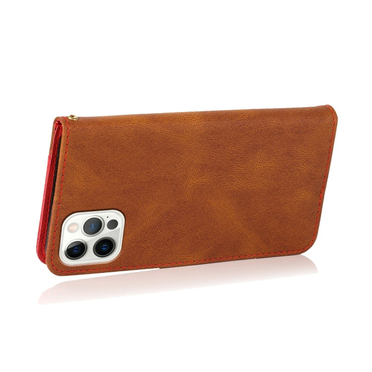 For iPhone 15 Pro Dual-color Stitching Leather Phone Case(Brown Red) - HoMEdemic™ 