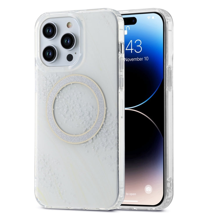 For iPhone 15 Pro Dual-side IMD Marble Magsafe Phone Case(White) - HoMEdemic™ 