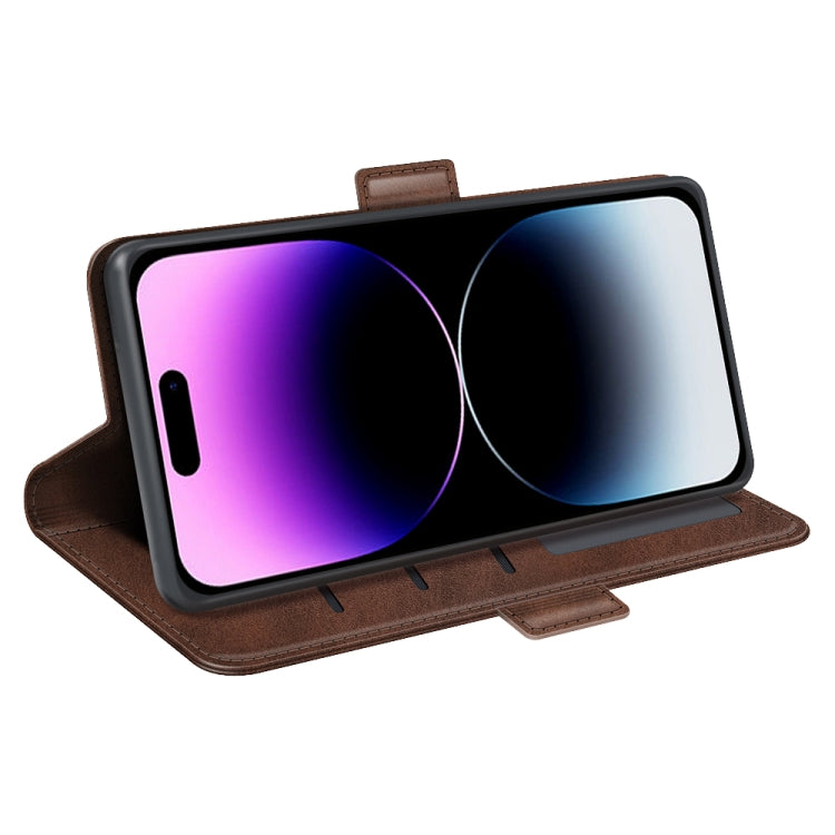 For iPhone 15 Pro Dual-side Magnetic Buckle Horizontal Flip Leather Phone Case(Brown) - HoMEdemic™ 