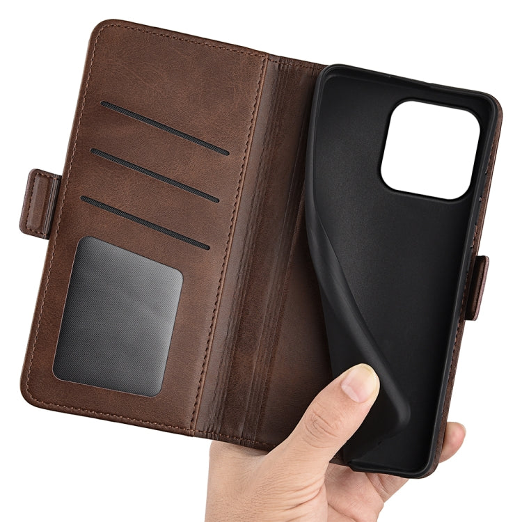 For iPhone 15 Pro Dual-side Magnetic Buckle Horizontal Flip Leather Phone Case(Brown) - HoMEdemic™ 