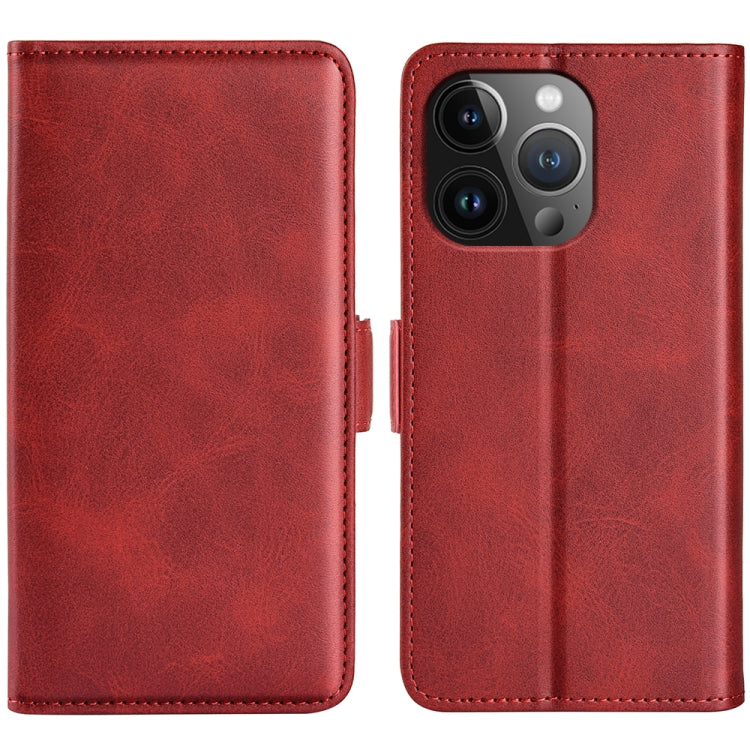 For iPhone 15 Pro Dual-side Magnetic Buckle Horizontal Flip Leather Phone Case(Red) - HoMEdemic™ 