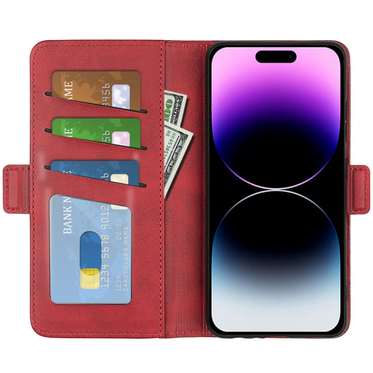 For iPhone 15 Pro Dual-side Magnetic Buckle Horizontal Flip Leather Phone Case(Red) - HoMEdemic™ 