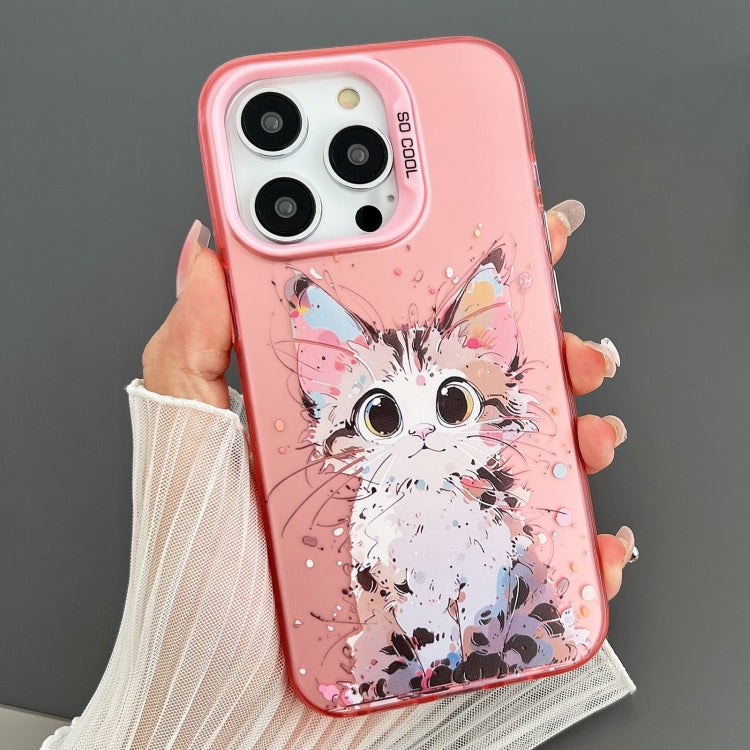 For iPhone 15 Pro Dual-sided IMD Animal Graffiti TPU + PC Phone Case(Elegant Cat) - HoMEdemic™ 