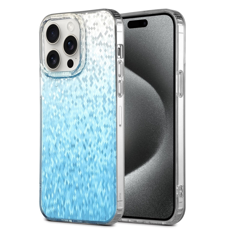 For iPhone 15 Pro Dynamic Colorful Rhombus Diamond Series PC + TPU Phone Case(Blue) - HoMEdemic™ 