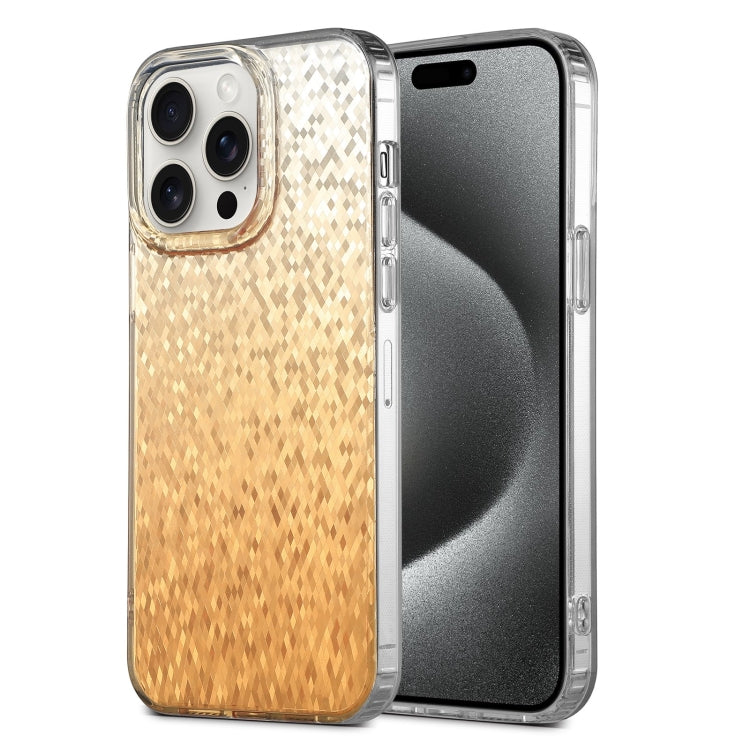 For iPhone 15 Pro Dynamic Colorful Rhombus Diamond Series PC + TPU Phone Case(Gold) - HoMEdemic™ 
