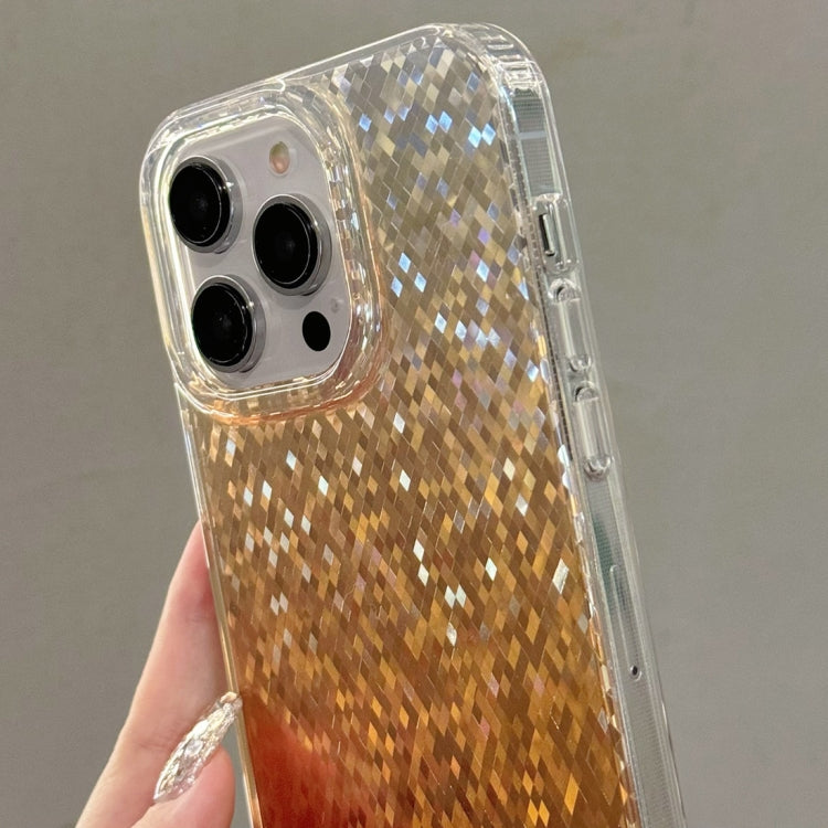 For iPhone 15 Pro Dynamic Colorful Rhombus Diamond Series PC + TPU Phone Case(Gold) - HoMEdemic™ 