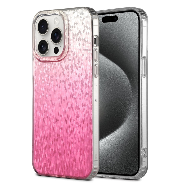 For iPhone 15 Pro Dynamic Colorful Rhombus Diamond Series PC + TPU Phone Case(Pink) - HoMEdemic™ 