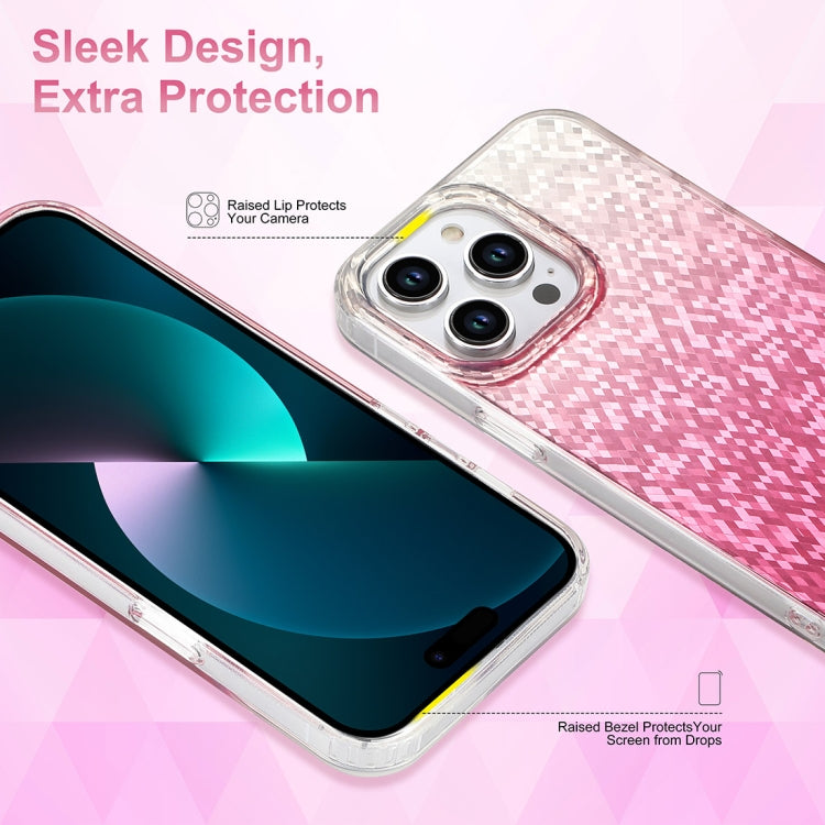 For iPhone 15 Pro Dynamic Colorful Rhombus Diamond Series PC + TPU Phone Case(Purple) - HoMEdemic™ 