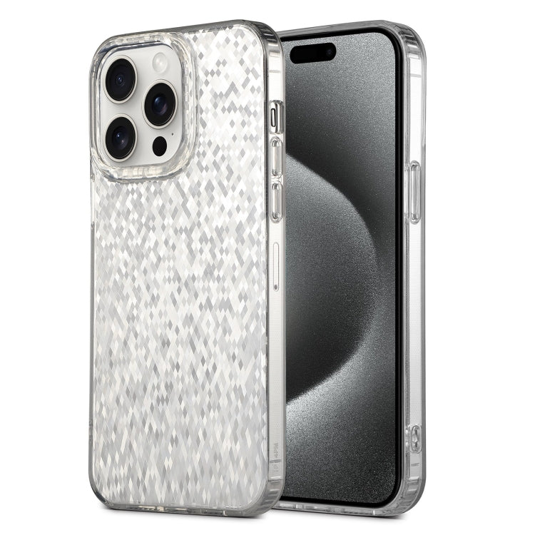 For iPhone 15 Pro Dynamic Colorful Rhombus Diamond Series PC + TPU Phone Case(White) - HoMEdemic™ 