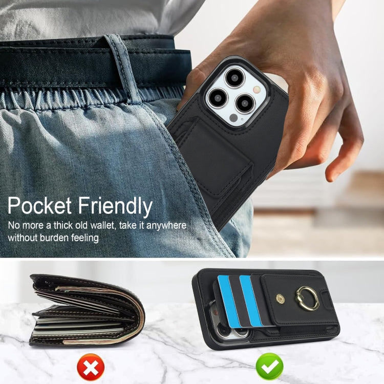 For iPhone 15 Pro Elastic Card Bag Ring Holder Phone Case(Black) - HoMEdemic™ 