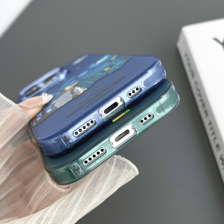For iPhone 15 Pro Electroplated Lens Illustration Phone Case(Blue) - HoMEdemic™ 