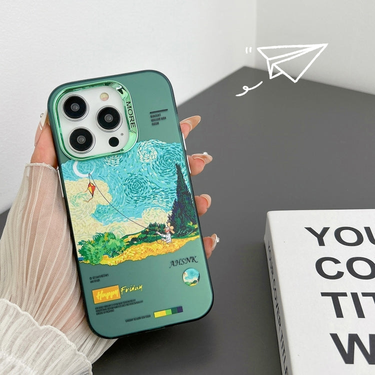 For iPhone 15 Pro Electroplated Lens Illustration Phone Case(Green) - HoMEdemic™ 