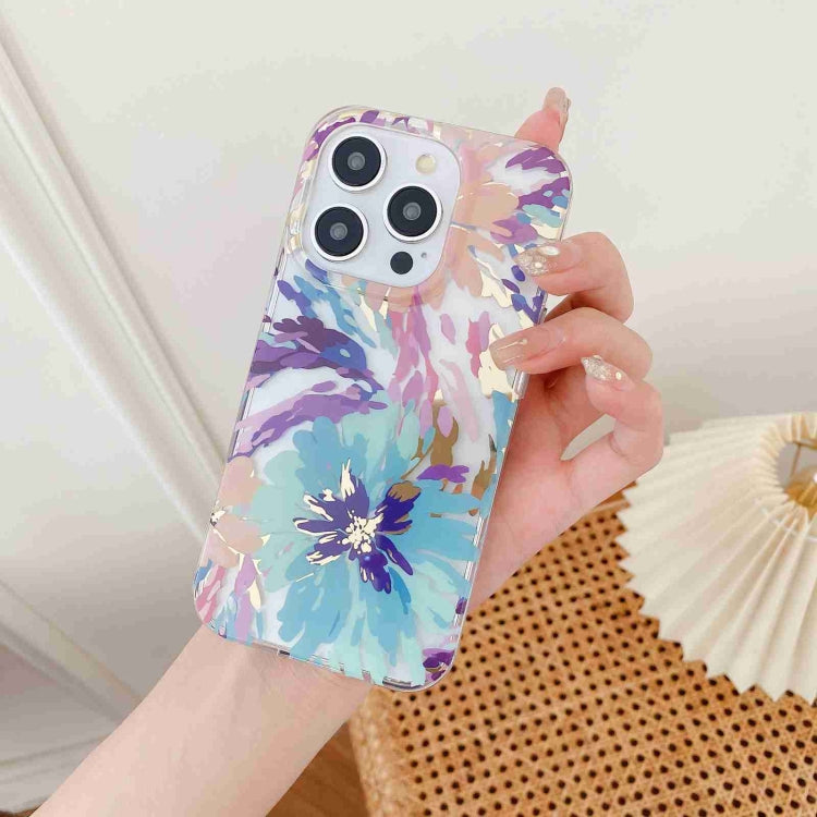 For iPhone 15 Pro Electroplated Symphony Phone Case(Watercolor Flower) - HoMEdemic™ 