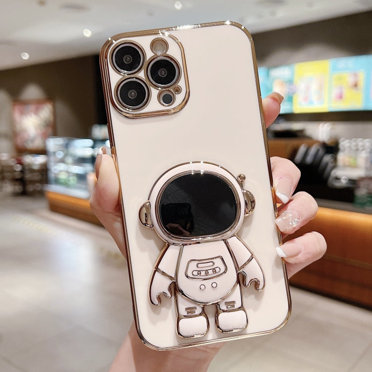 For iPhone 15 Pro Electroplating Astronaut Holder Phone Case(Pink) - HoMEdemic™ 