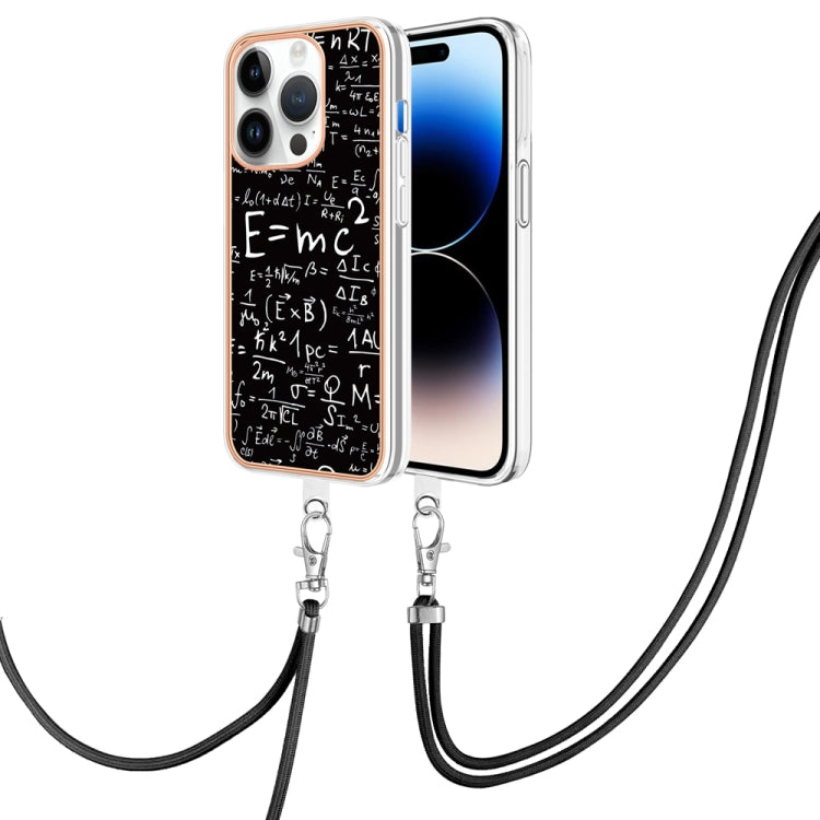 For iPhone 15 Pro Electroplating Dual-side IMD Phone Case with Lanyard(Equation) - HoMEdemic™ 