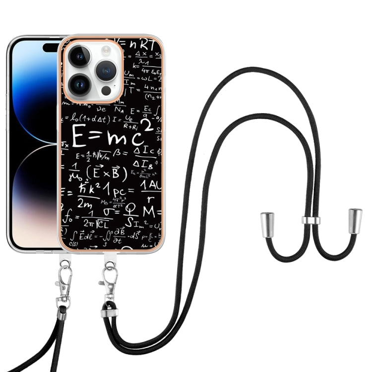 For iPhone 15 Pro Electroplating Dual-side IMD Phone Case with Lanyard(Equation) - HoMEdemic™ 