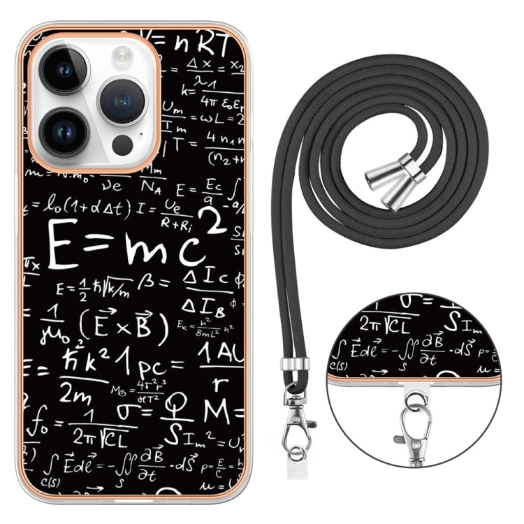 For iPhone 15 Pro Electroplating Dual-side IMD Phone Case with Lanyard(Equation) - HoMEdemic™ 