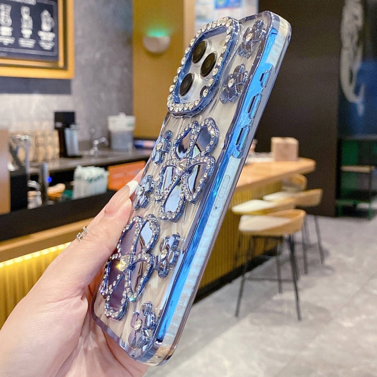 For iPhone 15 Pro Electroplating Flower Diamond TPU Phone Case(Black) - HoMEdemic™ 