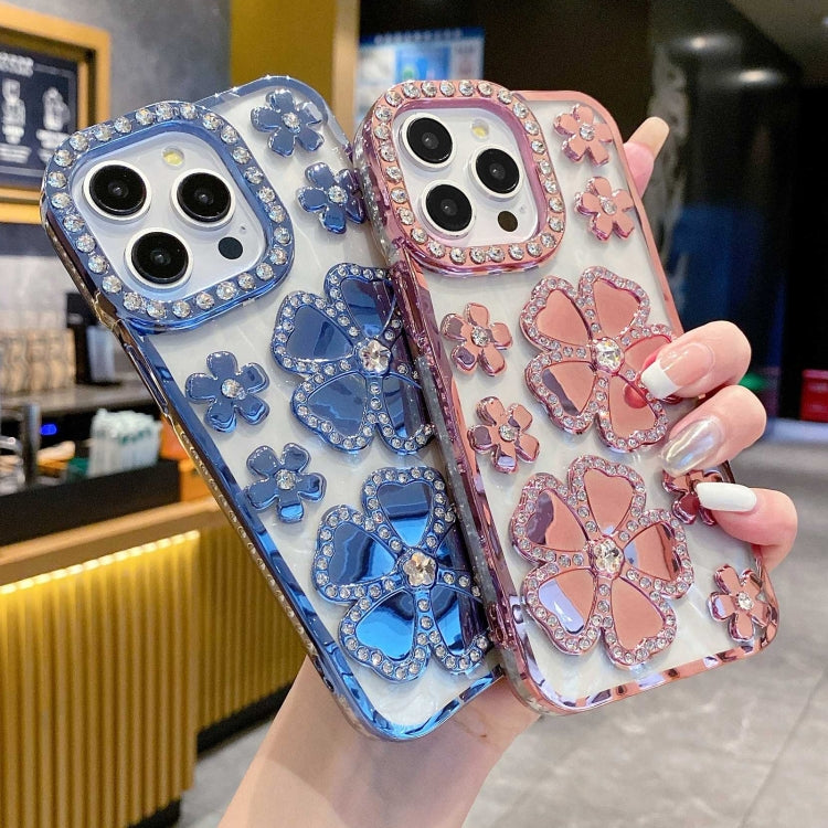 For iPhone 15 Pro Electroplating Flower Diamond TPU Phone Case(Purple) - HoMEdemic™ 