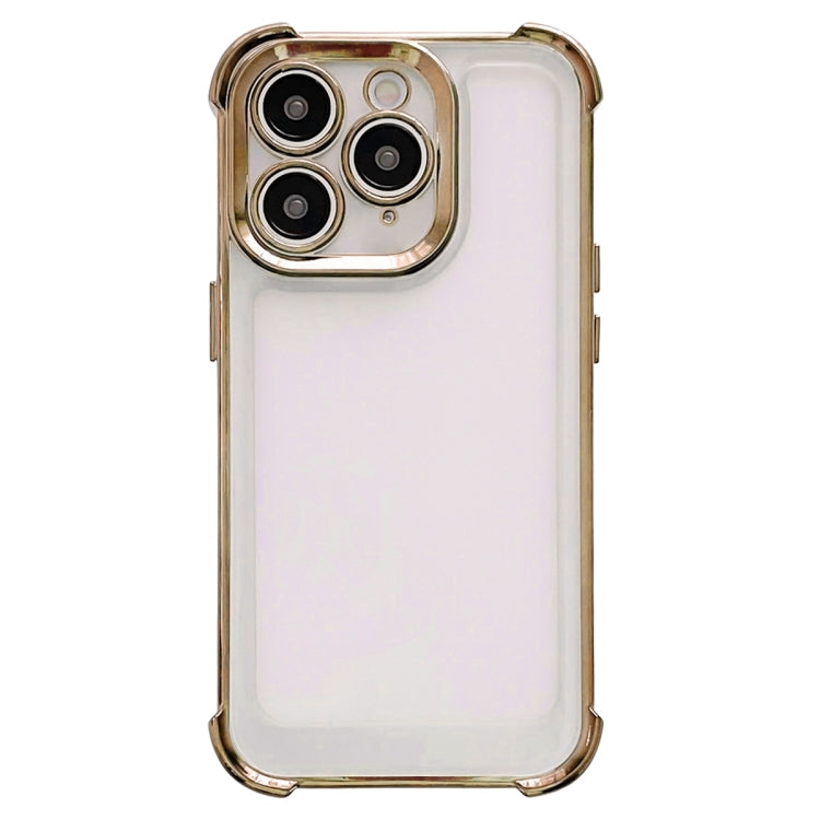 For iPhone 15 Pro Electroplating Four-corner Shockproof Space Phone Case(Gold) - HoMEdemic™ 