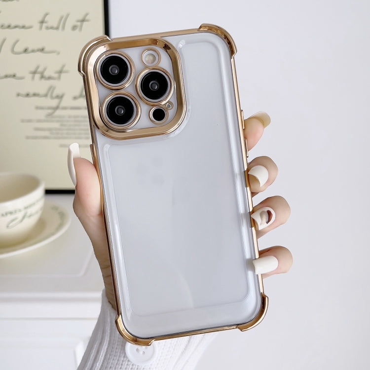 For iPhone 15 Pro Electroplating Four-corner Shockproof Space Phone Case(Gold) - HoMEdemic™ 